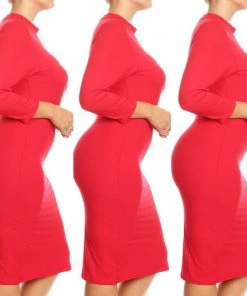 Social Butterfly Collection Plus Sizes Red Mock Neck Fitted Knee Length Dress 43 Social Butterfly Collection Plus Sizes Red Mock Neck Fitted Knee Length Dress