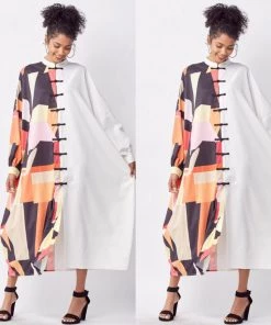 Social Butterfly Collection Plus Size Print Color Block Vintage Dress New Arrivals