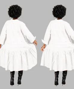 Social Butterfly Collection Plus Size White Boho Style Below The Knee Dress New Arrivals