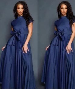 Social Butterfly Collection New Arrivals Denim Short Sleeve Maxi Dress