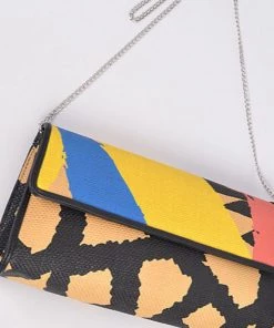 Social Butterfly Collection Abstract Print Multi Color Clutch Handbag