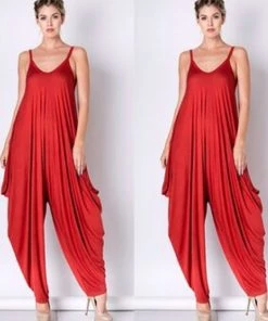 Social Butterfly Collection Plus Sizes Burnt Orange Scoop Neck Harem Jumpsuit