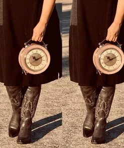 Social Butterfly Collection Accessories Pink Retro Style Clock Handbag