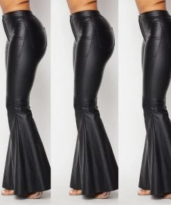 Social Butterfly Collection Black Faux Leather Bell Bottom Pants Plus Sizes 16 Social Butterfly Collection Black Faux Leather Bell Bottom Pants Plus Sizes