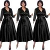 Social Butterfly Collection Black Classic Style Faux Wrap Dress