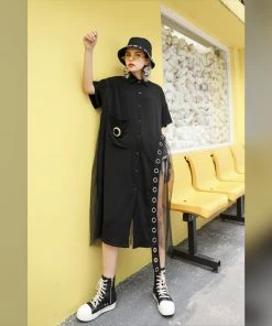 Social Butterfly Collection White Or Black Button Down Grommet Detail Top