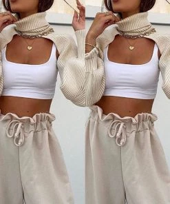 Social Butterfly Collection Accessories Turtleneck Sweater Scarf With Sleeves