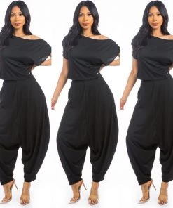 Social Butterfly Collection New Arrivals Black Two Piece Harem Pant Set