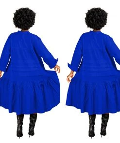 Social Butterfly Collection Plus Size Royal Blue Boho Style Below The Knee Dress Sale