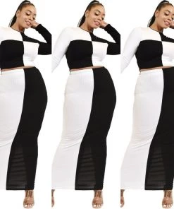Social Butterfly Collection Color Block Plus Size Two Piece Skirt Set