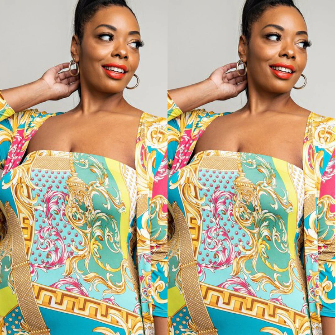 Social Butterfly Collection Bright Color Print Two Piece Dress Duster Set New Arrivals 8 Social Butterfly Collection Bright Color Print Two Piece Dress Duster Set New Arrivals