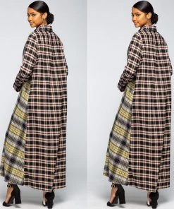 Social Butterfly Collection Plaid Check Multi Color Duster Dress 47 Social Butterfly Collection Plaid Check Multi Color Duster Dress