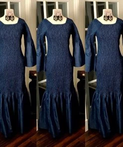 Social Butterfly Collection Beautiful Mermaid Style Kimono Sleeve Denim Blue Jean Dress New Arrivals