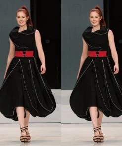 Social Butterfly Collection Black Zipper Detail Bubble Hem Dress