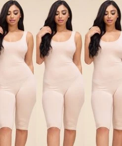 Social Butterfly Collection Sale Black, White Or Nude Basic Solid Color Capri Jumpsuit
