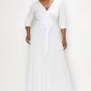 Social Butterfly Collection White Faux Wrap Maxi Dress 1 Social Butterfly Collection White Faux Wrap Maxi Dress