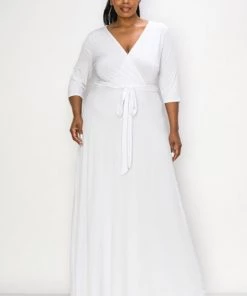 Social Butterfly Collection White Faux Wrap Maxi Dress