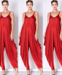 Social Butterfly Collection Plus Sizes Burnt Orange Scoop Neck Harem Jumpsuit