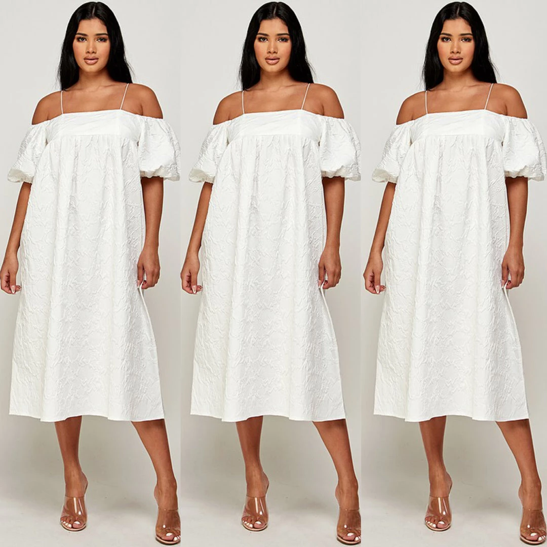 Social Butterfly Collection New Arrivals Textured Cold Shoulder Off White Dress 6 Social Butterfly Collection New Arrivals Textured Cold Shoulder Off White Dress