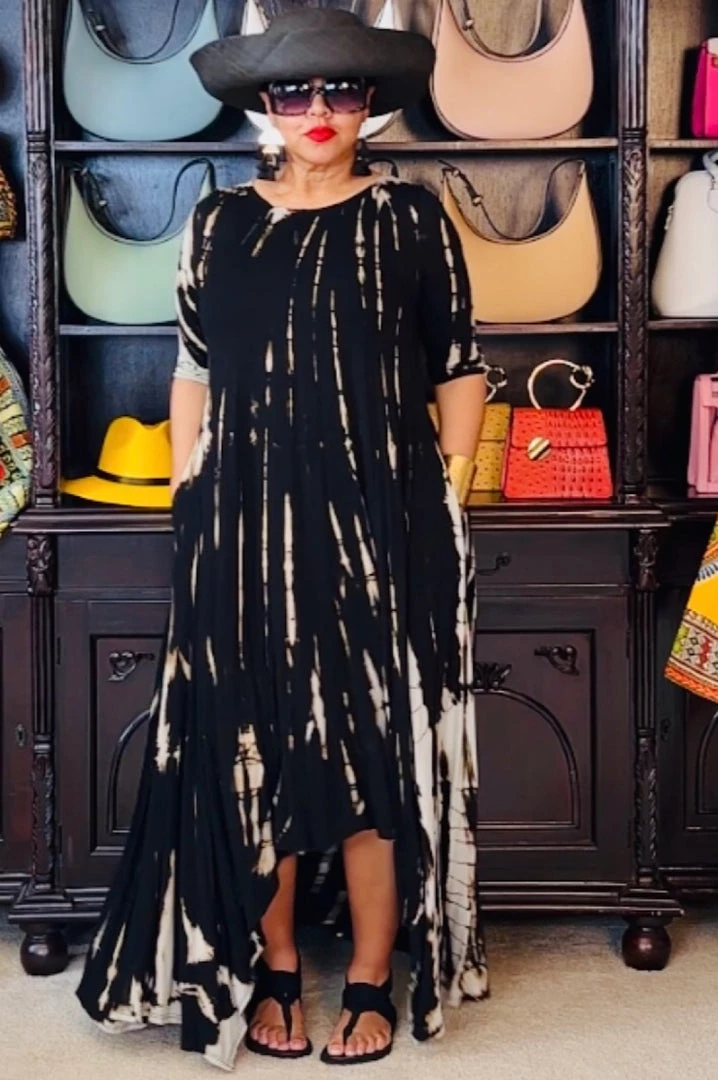 Social Butterfly Collection New Arrivals Black Taupe Tie Dye Handkerchief Dress 11 Social Butterfly Collection New Arrivals Black Taupe Tie Dye Handkerchief Dress