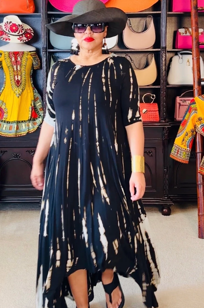 Social Butterfly Collection New Arrivals Black Taupe Tie Dye Handkerchief Dress 9 Social Butterfly Collection New Arrivals Black Taupe Tie Dye Handkerchief Dress