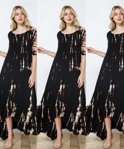 Social Butterfly Collection New Arrivals Tie Dye Print Long Maxi Handkerchief Dress