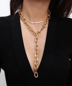 Social Butterfly Collection New Arrivals Gold Two Piece Y Link Chain Necklace
