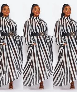 Social Butterfly Collection New Arrivals Plus Size Black White Side High Low Dress