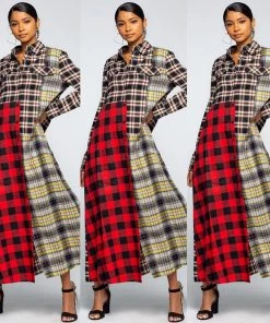 Social Butterfly Collection Plaid Check Multi Color Duster Dress 51 Social Butterfly Collection Plaid Check Multi Color Duster Dress
