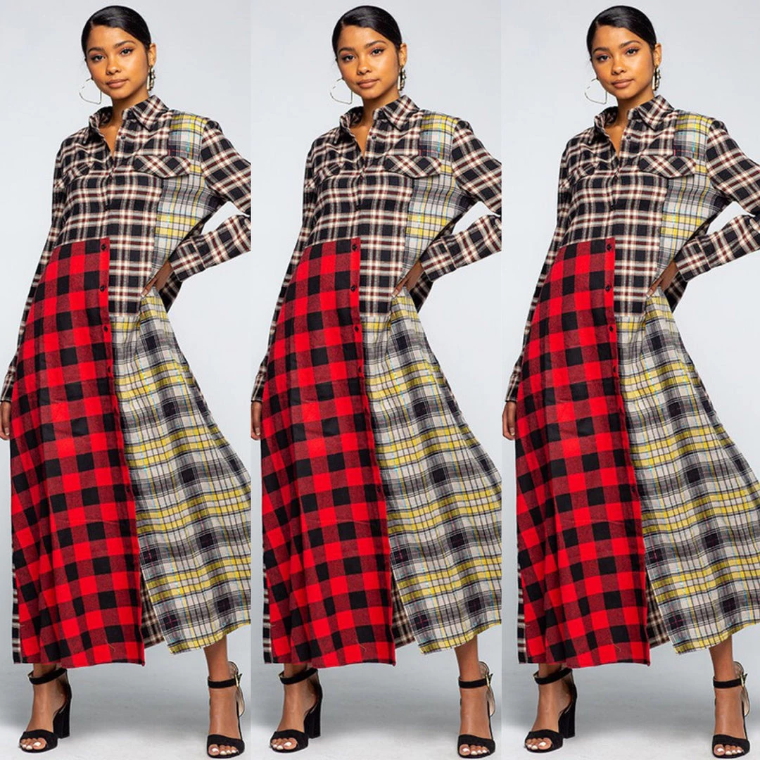 Social Butterfly Collection Plaid Check Multi Color Duster Dress 18 Social Butterfly Collection Plaid Check Multi Color Duster Dress
