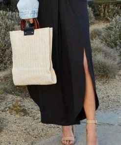 Social Butterfly Collection Black Side Split Comfy Chic Skirt