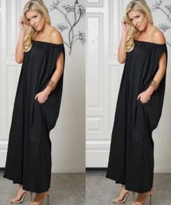 Social Butterfly Collection Black Off The Shoulder Boho Loose Fit Jumpsuit