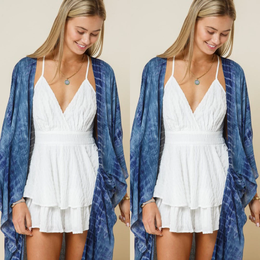 Social Butterfly Collection Denim Blue Tie Dye Kimono Sleeve Sheer Duster 9 Social Butterfly Collection Denim Blue Tie Dye Kimono Sleeve Sheer Duster
