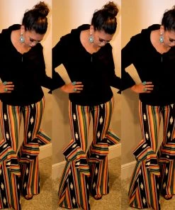 Social Butterfly Collection New Arrivals Black Multi Print Ruffle Wide Leg Pants