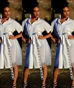 Social Butterfly Collection White Or Black Button Down Grommet Detail Top