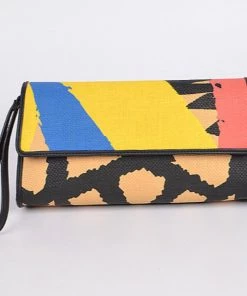 Social Butterfly Collection Abstract Print Multi Color Clutch Handbag