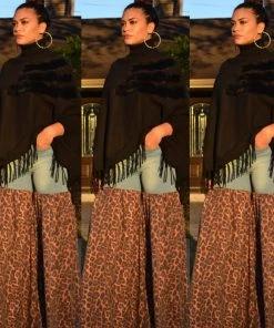 Social Butterfly Collection Black Faux Fur Fringe Detail Sweater Top Sale