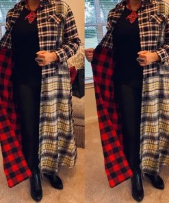 Social Butterfly Collection Plaid Check Multi Color Duster Dress 61 Social Butterfly Collection Plaid Check Multi Color Duster Dress