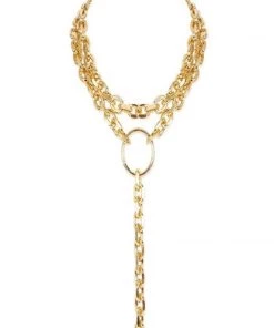 Social Butterfly Collection New Arrivals Gold Circle Detail Link Chain Necklace