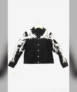 Social Butterfly Collection Detailed Black Jacket With Lace Up Drawstrings