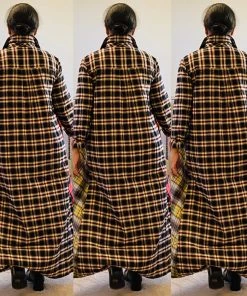 Social Butterfly Collection Dresses Multi Color Plaid Check Pattern Duster Dress