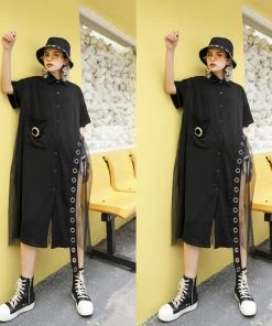 Social Butterfly Collection White Or Black Button Down Grommet Detail Top