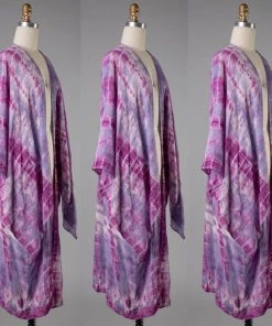 Social Butterfly Collection Purple Pink Tie Dye Kimono Sleeve Sheer Duster New Arrivals