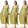 Social Butterfly Collection New Arrivals Plus Size Kiwi Green Two Piece Form Fitted Dress Duster Set