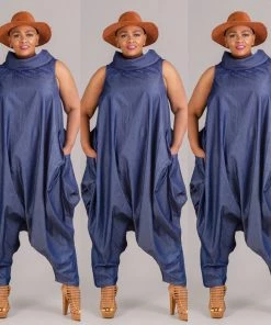 Social Butterfly Collection Denim Boho Jumpsuit Can Also Be Worn As A Maxi Dress New Arrivals