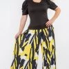 Social Butterfly Collection New Arrivals Black White Yellow Abstract Print Palazzo Pants