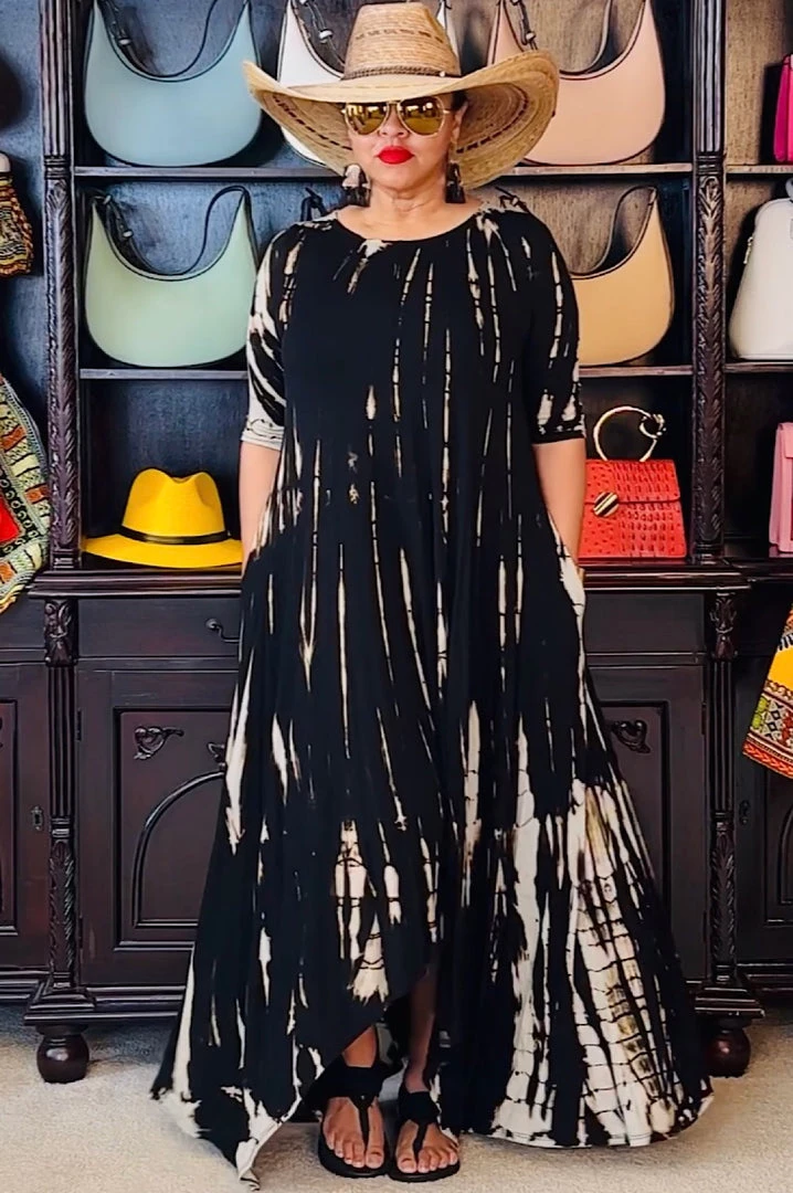 Social Butterfly Collection New Arrivals Black Taupe Tie Dye Handkerchief Dress 6 Social Butterfly Collection New Arrivals Black Taupe Tie Dye Handkerchief Dress