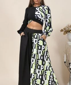 Social Butterfly Collection Black Color Print Palazzo Pants