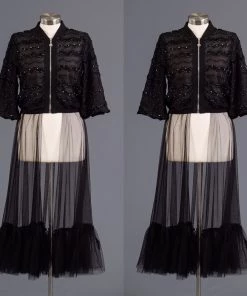 Social Butterfly Collection Sheer Black Front Zipper Dress Top