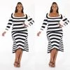 Social Butterfly Collection New Arrivals Black White Stripe Form Fitted Dress